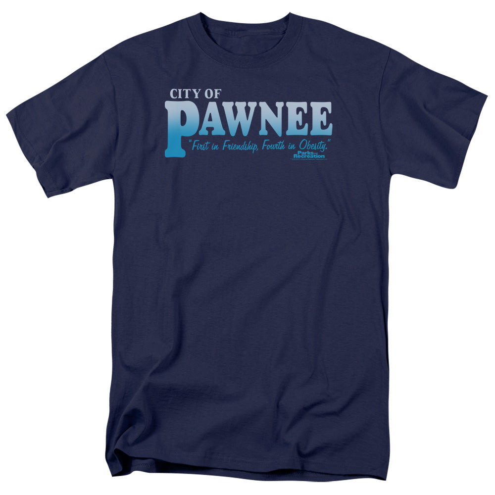 Parks And Rec - Pawnee - Short Sleeve Adult 18/1 - Navy T-shirt