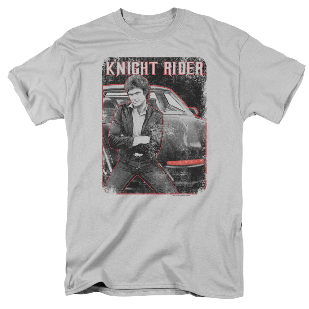 Knight Rider - Knight And Kitt - Short Sleeve Adult 18/1 - Silver T-shirt
