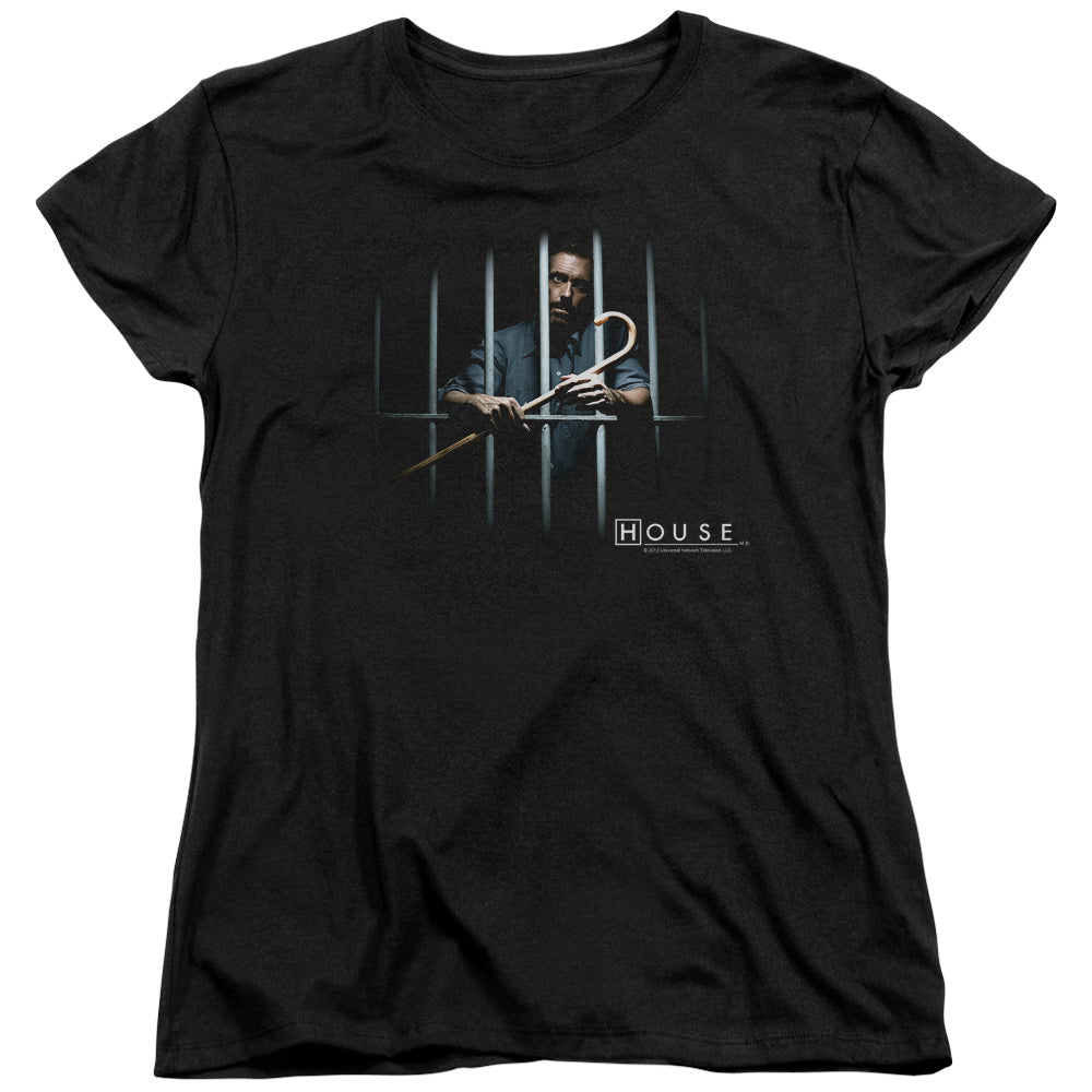 House - Behind Bars - Short Sleeve Womens Tee - Black T-shirt