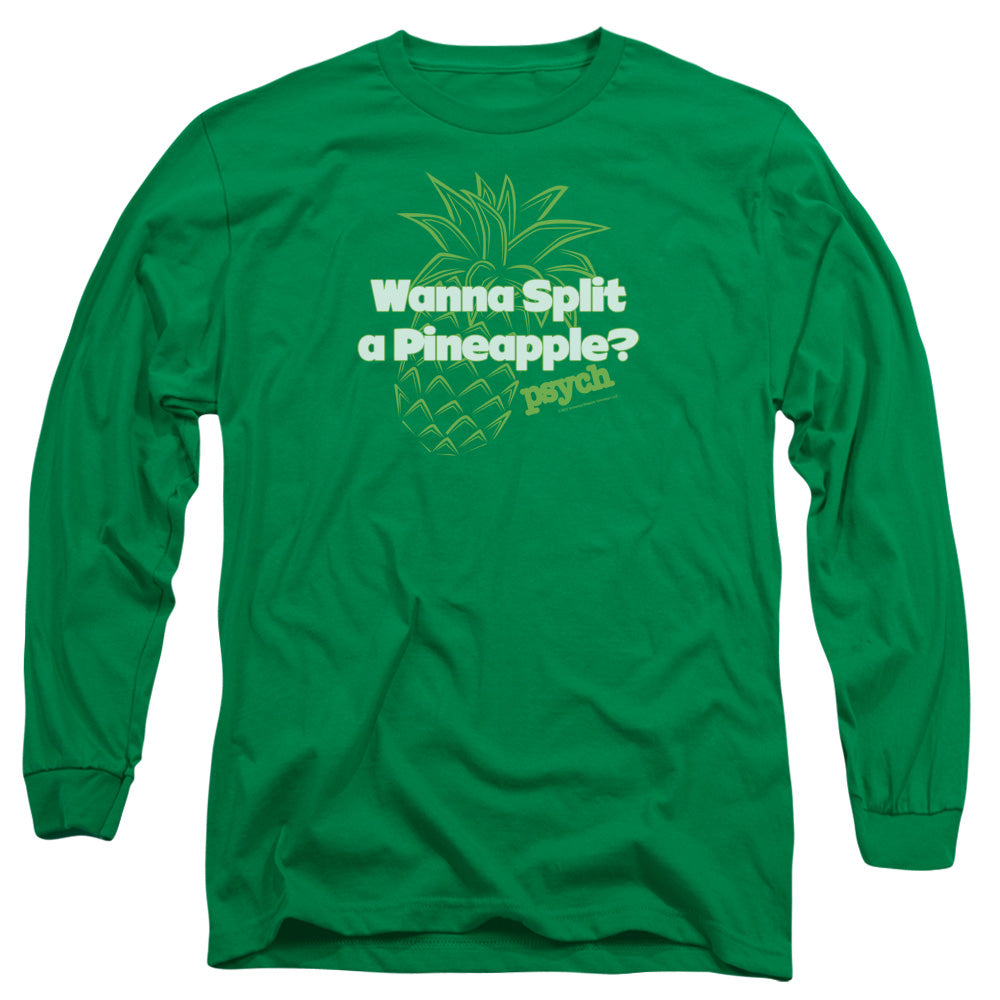Psych - Pineapple Split - Long Sleeve Adult 18/1 - Kelly Green T-shirt