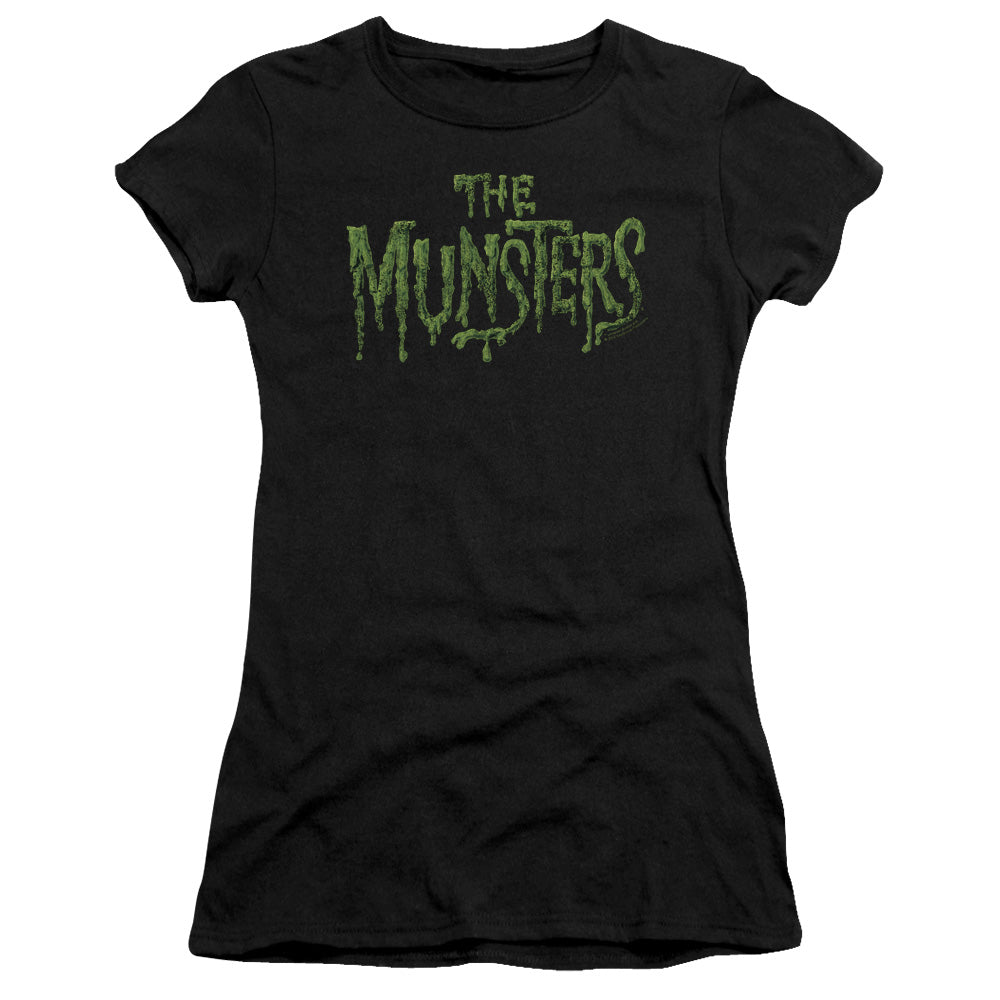 The Munsters - Distress Logo - Short Sleeve Junior Sheer - Black T-shirt