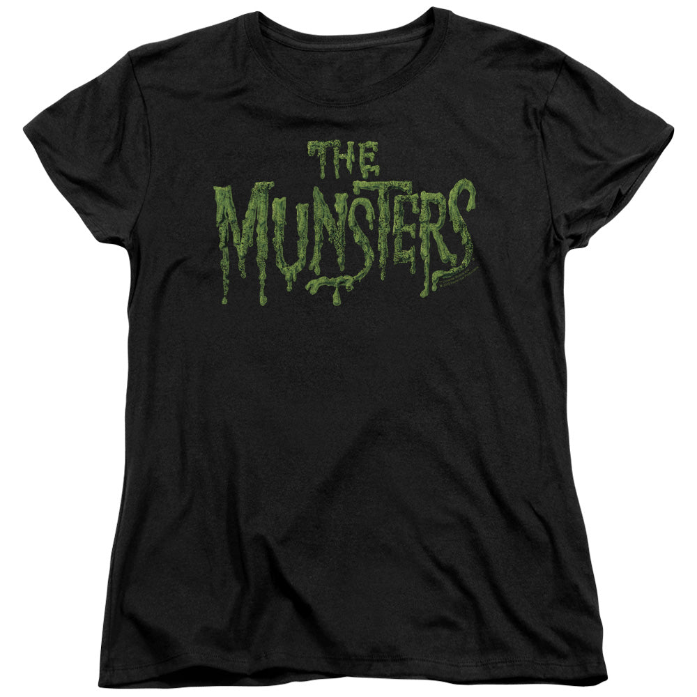 The Munsters - Distress Logo - Short Sleeve Womens Tee - Black T-shirt