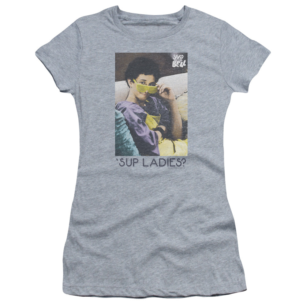 Saved By The Bellong Sleeveup Ladies-s - S Junior Sheer - Athletic Heather T-shirt