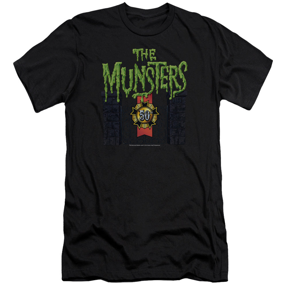 The Munsters - 50 Year Logo-premuim Canvas Adult Slim Fit 30/1 - Black