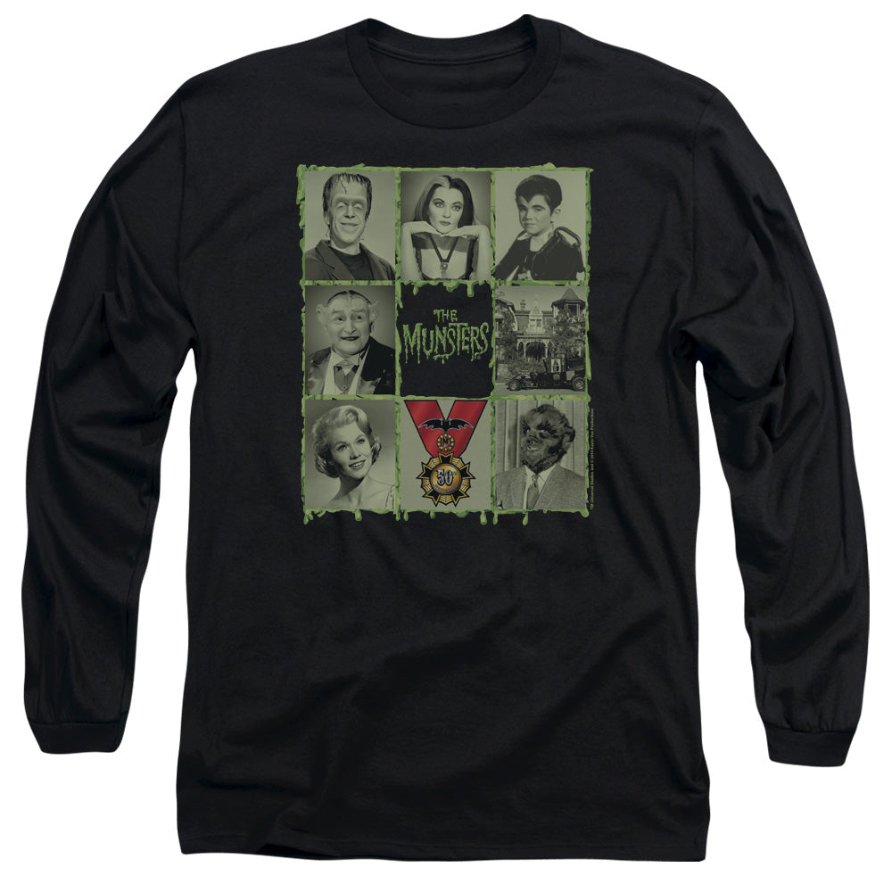 The Munsters - Blocks - Long Sleeve Adult 18/1 - Black T-shirt