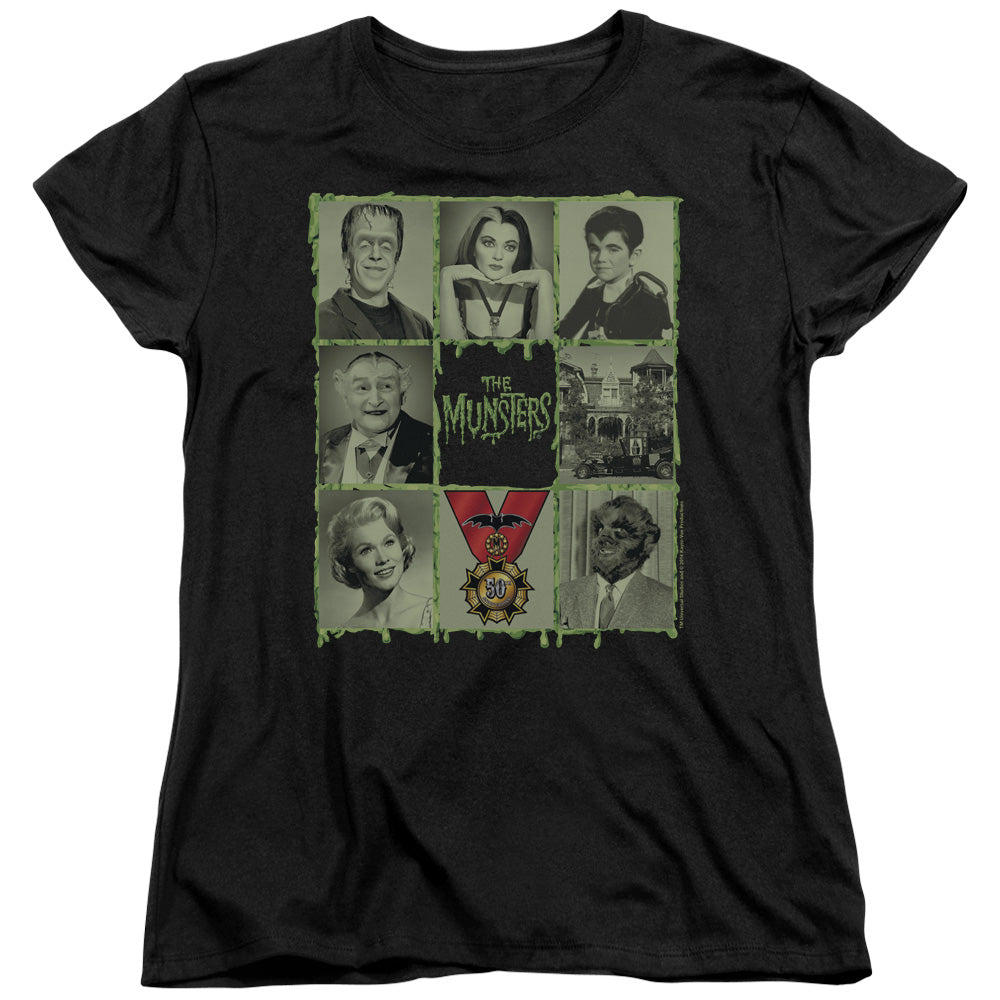 The Munsters - Blocks - Short Sleeve Womens Tee - Black T-shirt