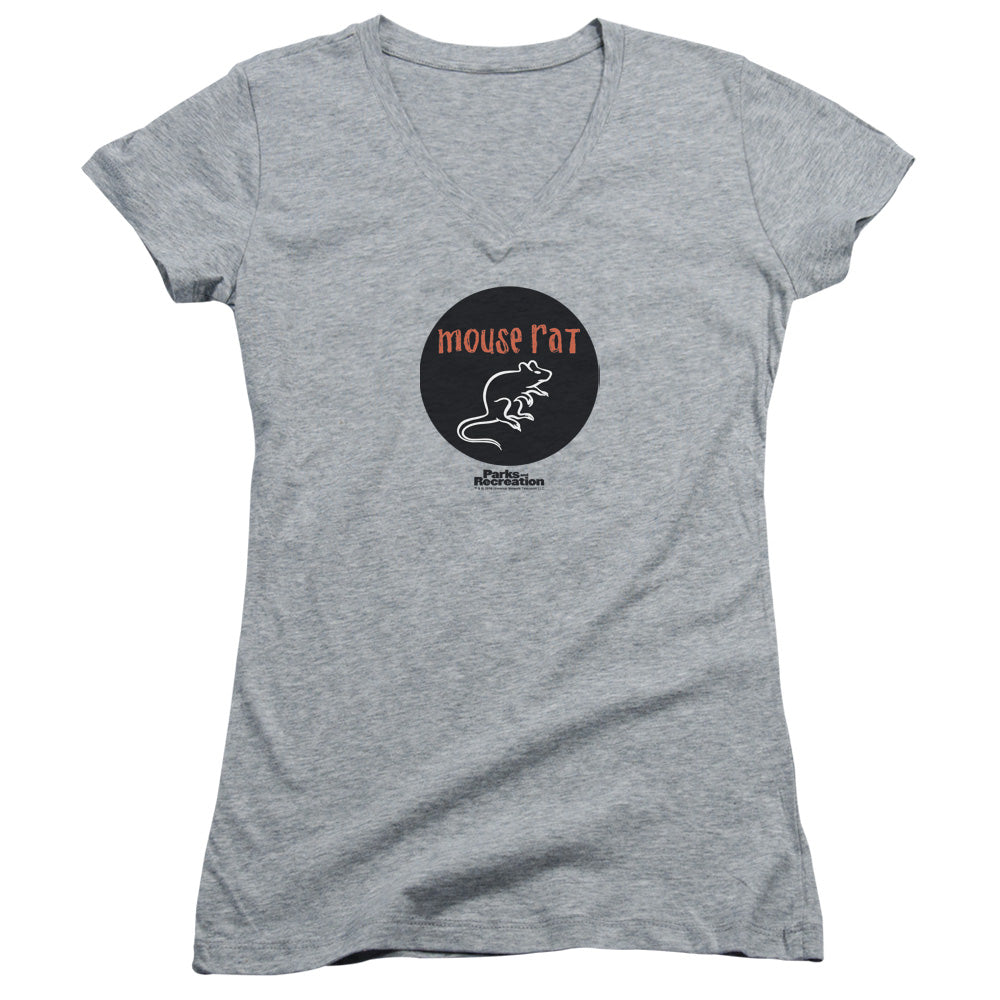 Parks & Rec - Mouse Rat Circle-junior V-neck - Athletic Heather