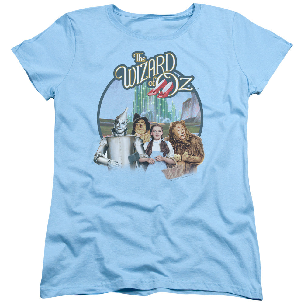Wizard Of Oz - Were Off To See Wizard - Short Sleeve Womens Tee - Light Blue T-shirt