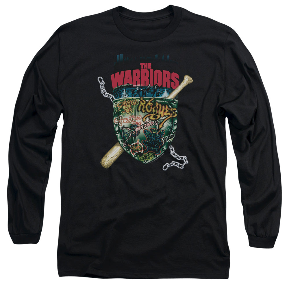 Warriors - Shield - Long Sleeve Adult 18/1 - Black T-shirt