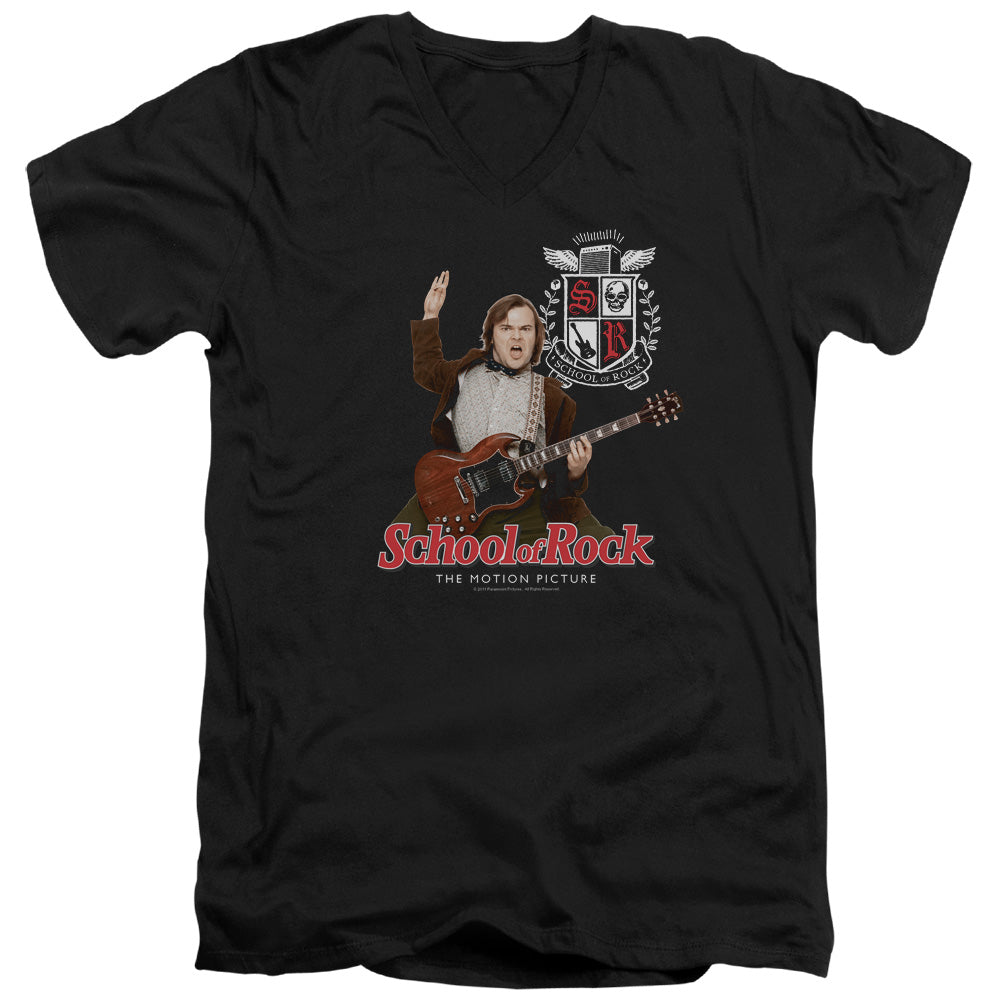 School Of Rock - The Teacher Is In - Short Sleeve Adult V-neck - Black T-shirt