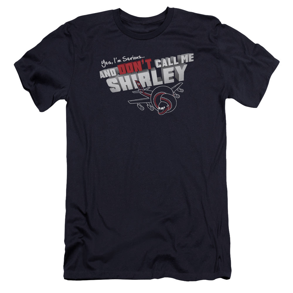 Airplane - Dont Call Me Shirley-premuim Canvas Adult Slim Fit 30/1 - Navy