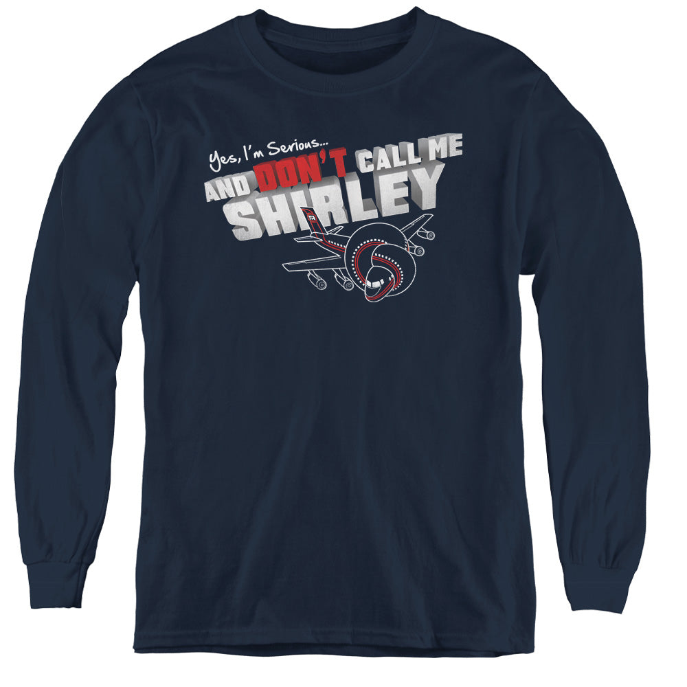 Airplane - Dont Call Me Shirley - Youth Long Sleeve Tee - Navy