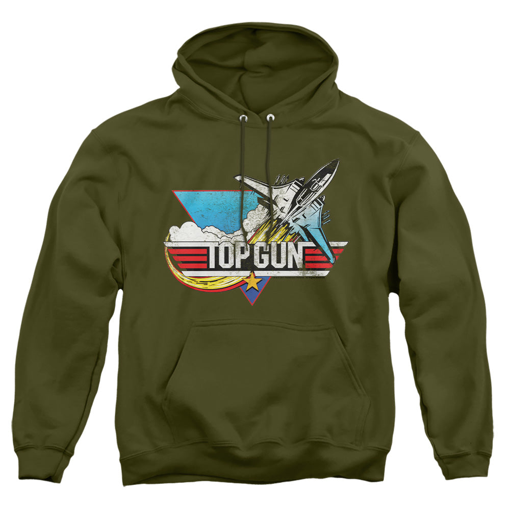 Top Gun - Distressed Logo - Adult Pull-over Hoodie - Military Green
