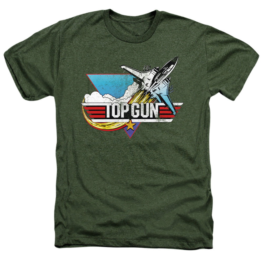Top Gun - Distressed Logo - Adult Heather - Military Green