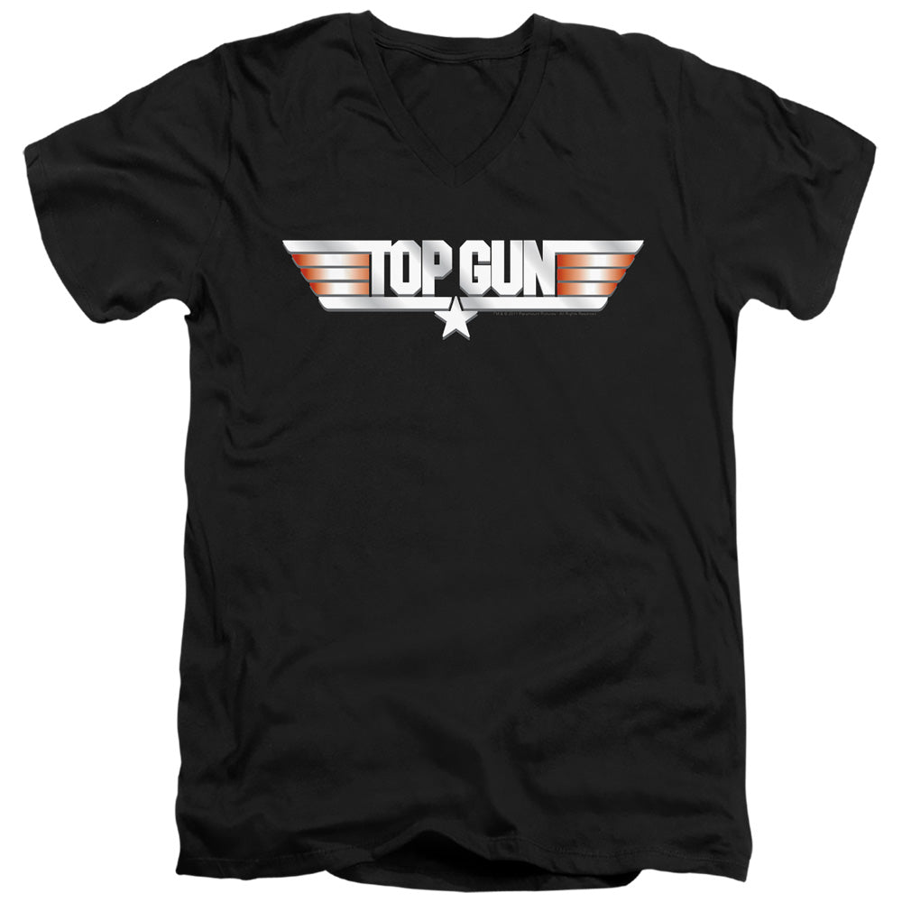 Top Gun - Logo - Short Sleeve Adult V-neck - Black T-shirt