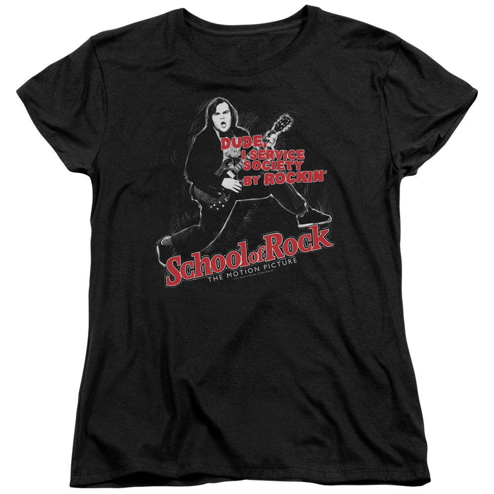 School Of Rock - Rockin - Short Sleeve Womens Tee - Black T-shirt
