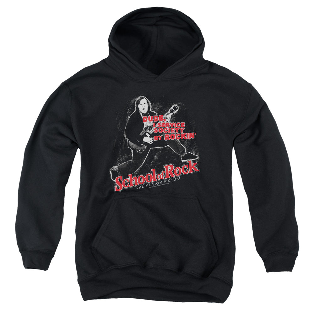 School Of Rock - Rockin - Youth Pull-over Hoodie - Black