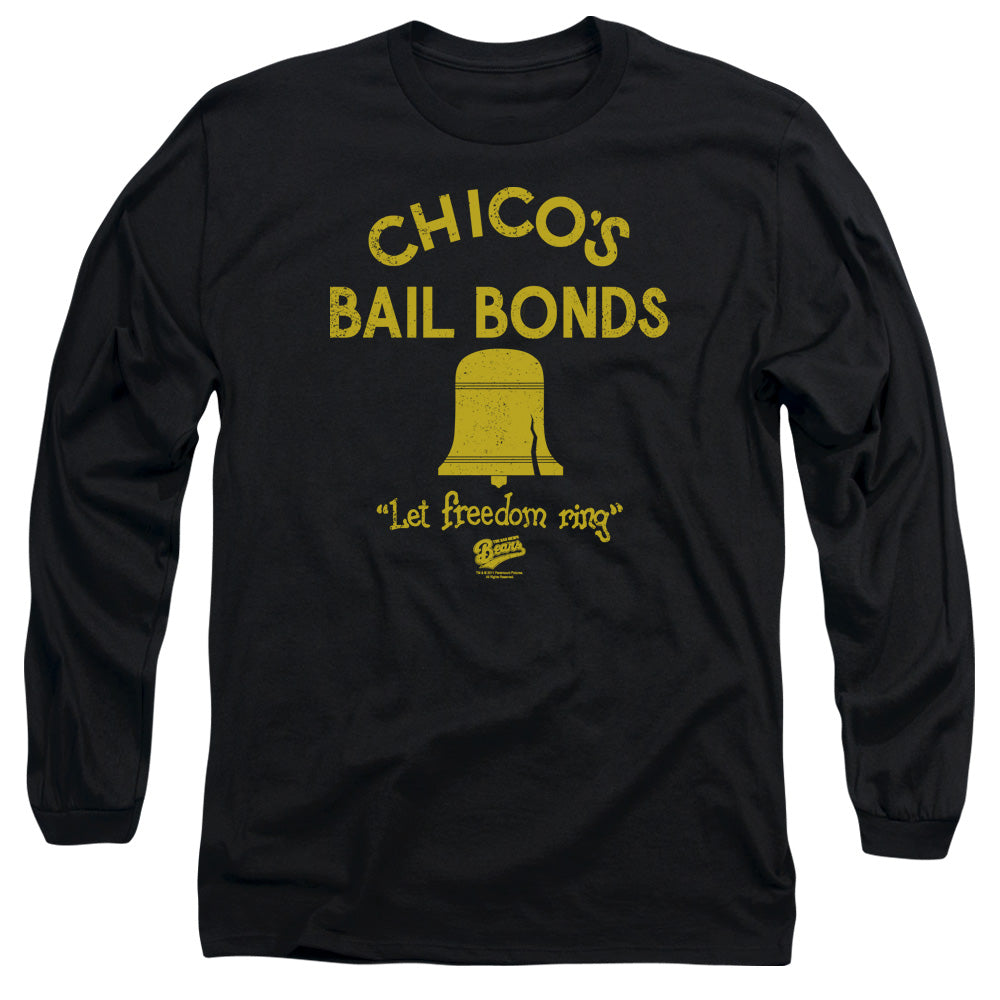Bad News Bears - Chicos Bail Bonds - Long Sleeve Adult 18/1 - Black T-shirt