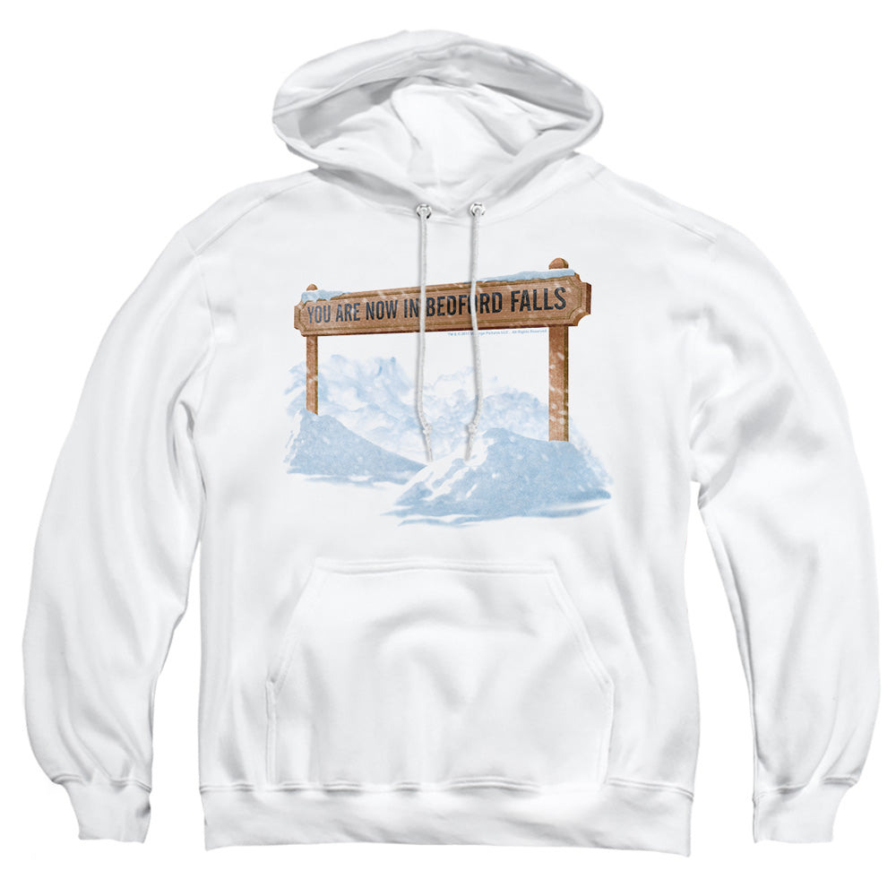 Its A Wonderful Life - Bedford Falls - Adult Pull-over Hoodie - White