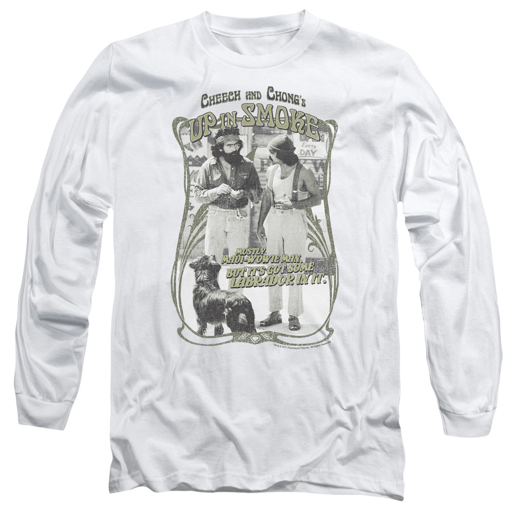 Up In Smoke - Labrador - Long Sleeve Adult 18/1 - White T-shirt