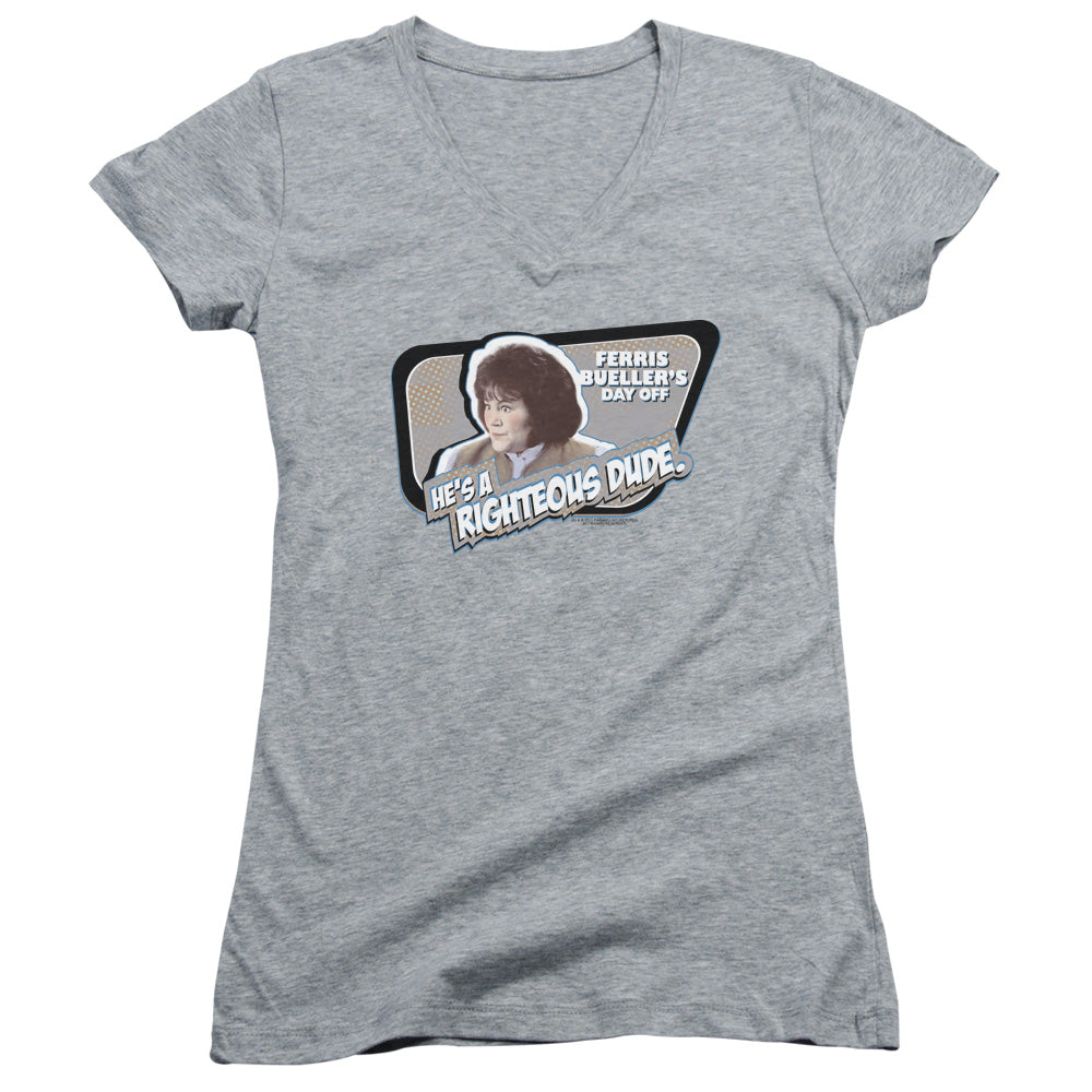 Ferris Bueller Grace - Junior V-neck - Athletic Heather