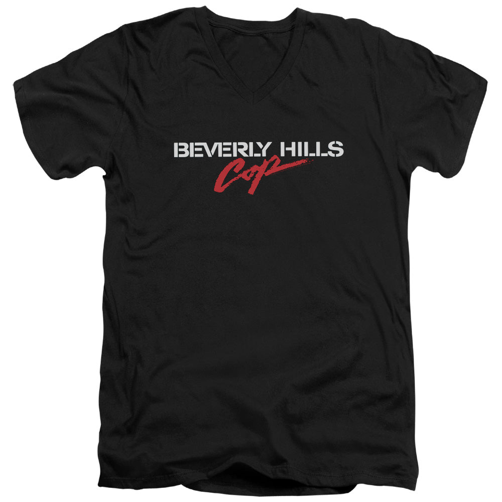 Beverly Hills Cop - Logo - Short Sleeve Adult V-neck - Black T-shirt