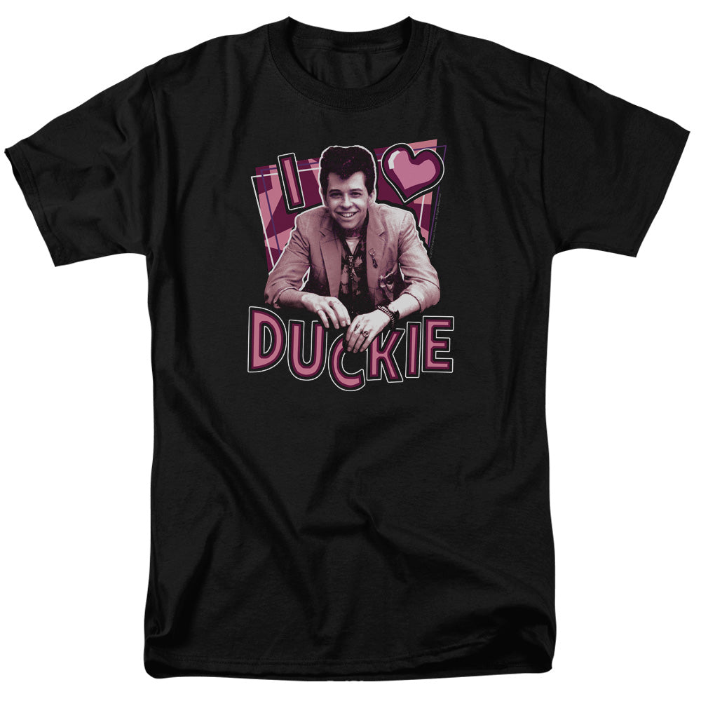 Pretty In Pink - I Heart Duckie - Short Sleeve Adult 18/1 - Black T-shirt