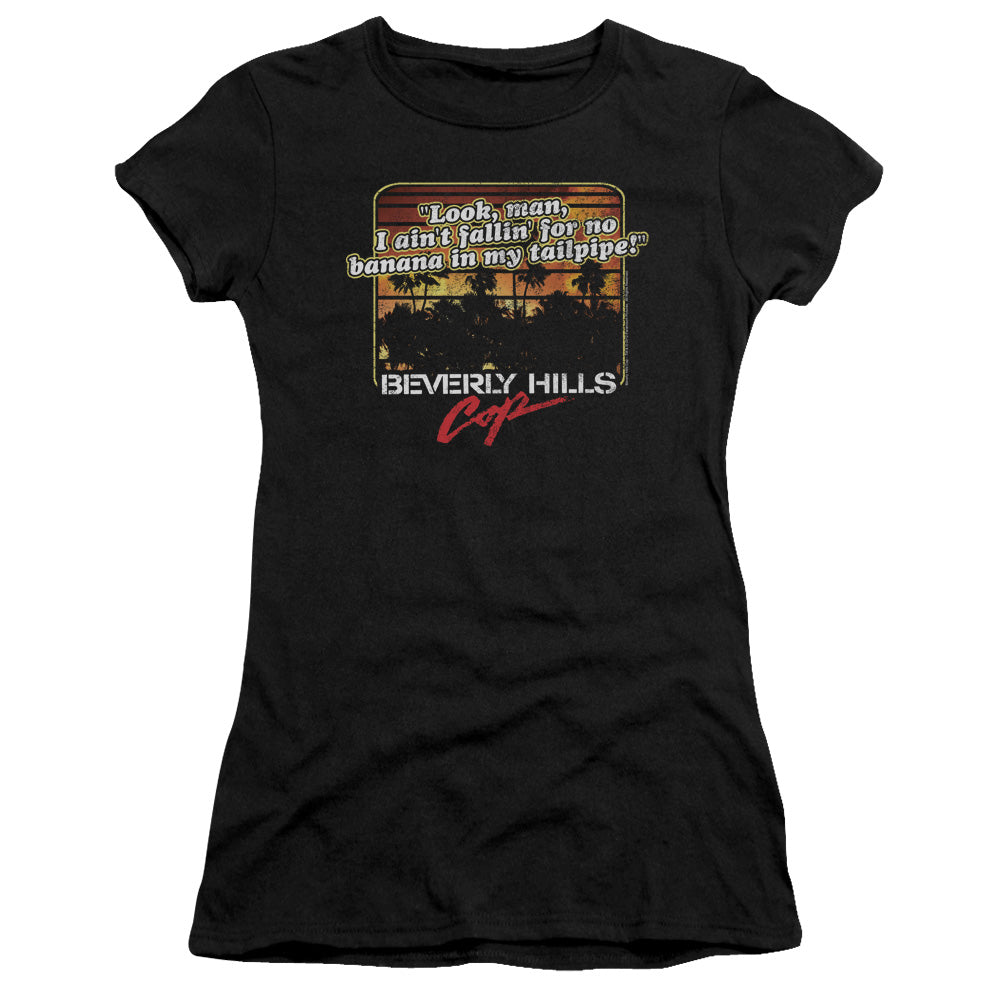 Beverly Hills Cop - Banana In My Tailpipe - Short Sleeve Junior Sheer - Black T-shirt