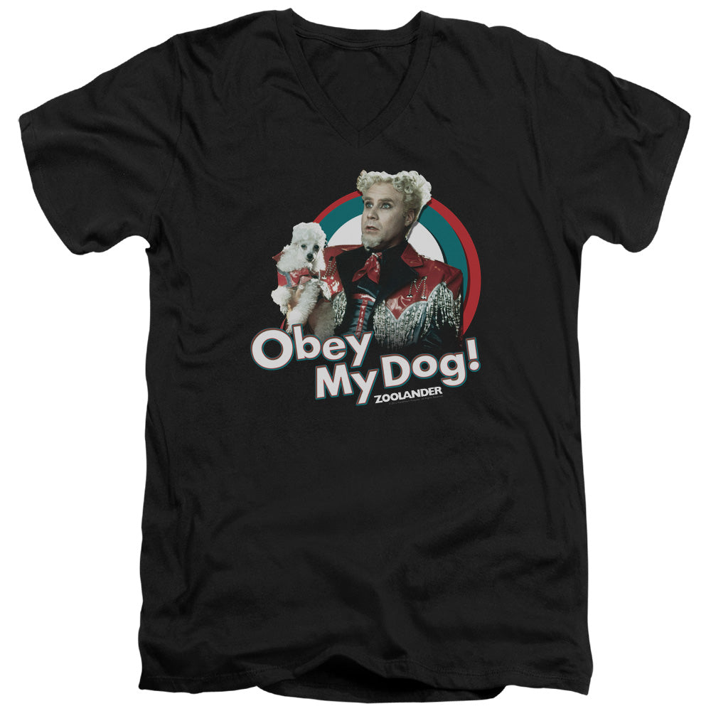 ZOOLANDER OBEY MY DOG - S/S ADULT V-NECK - BLACK T-Shirt