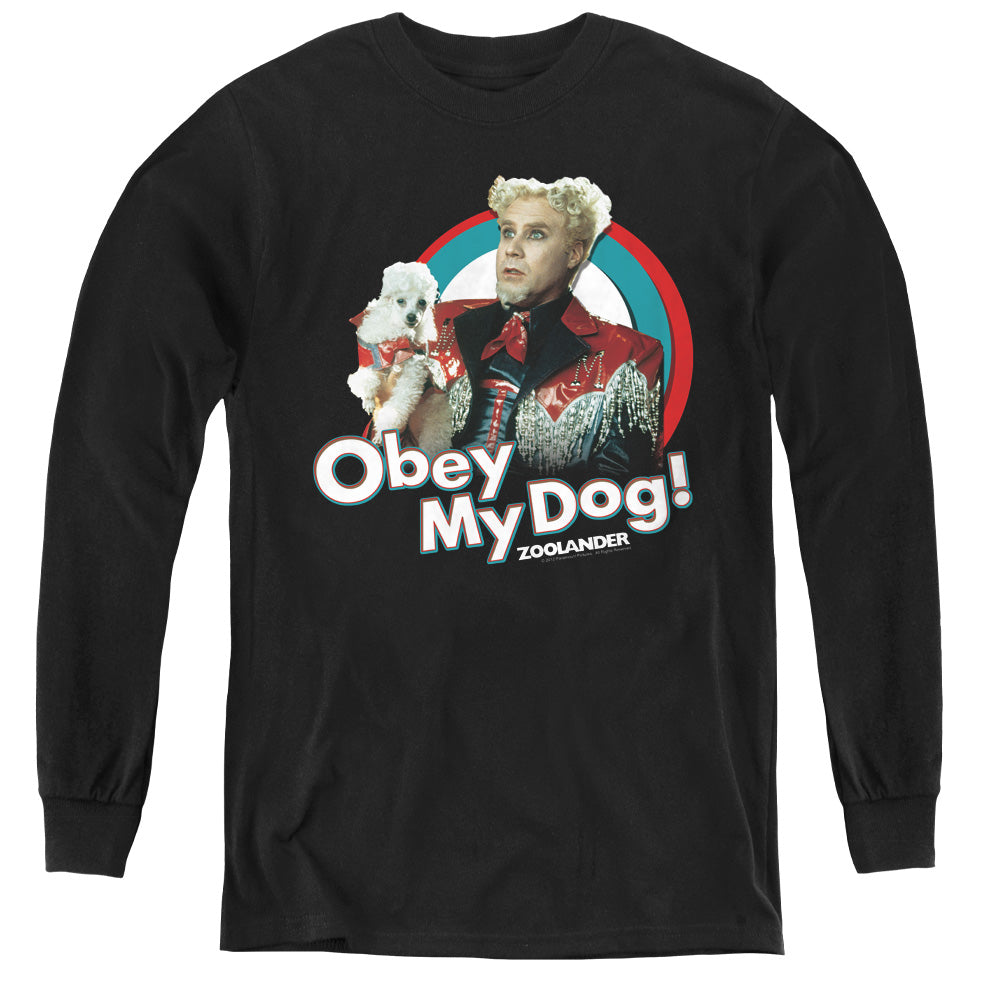 Zoolander - Obey My Dog - Youth Long Sleeve Tee - Black