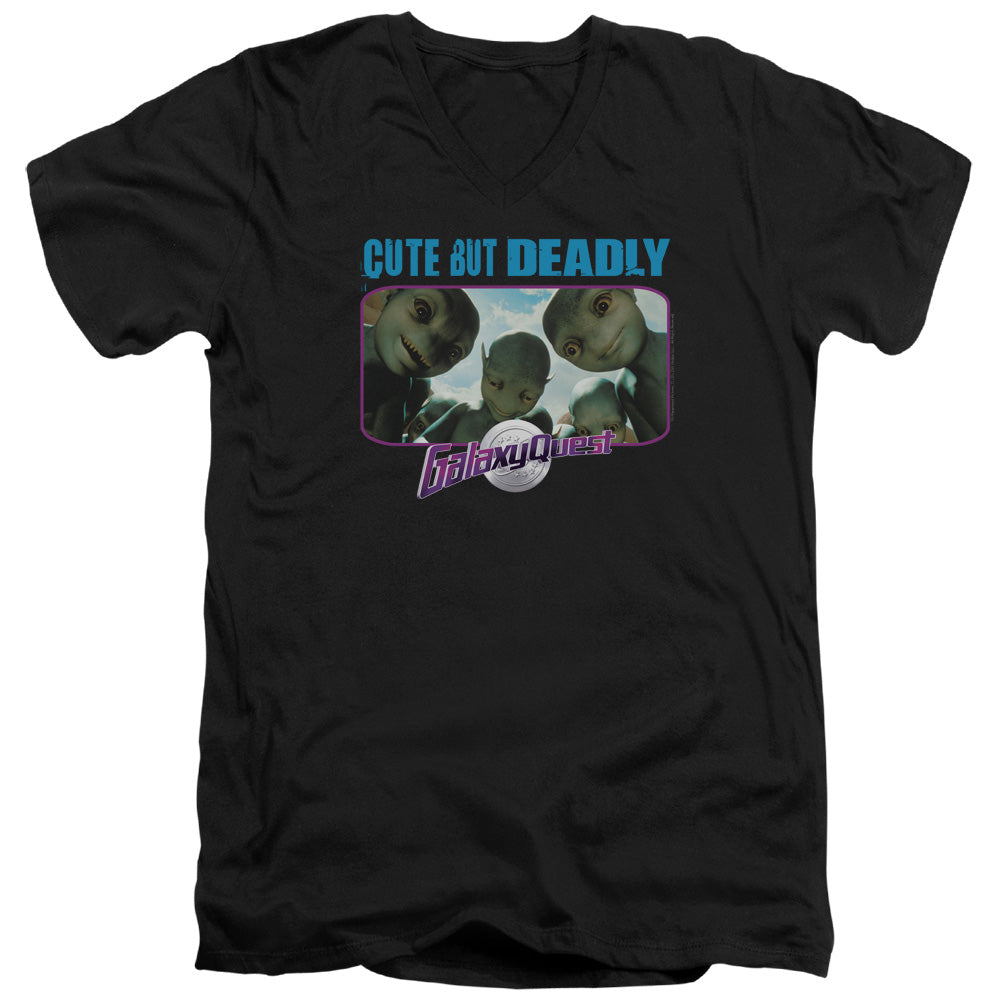 Galaxy Quest - Cute But Deadly - Short Sleeve Adult V-neck - Black T-shirt