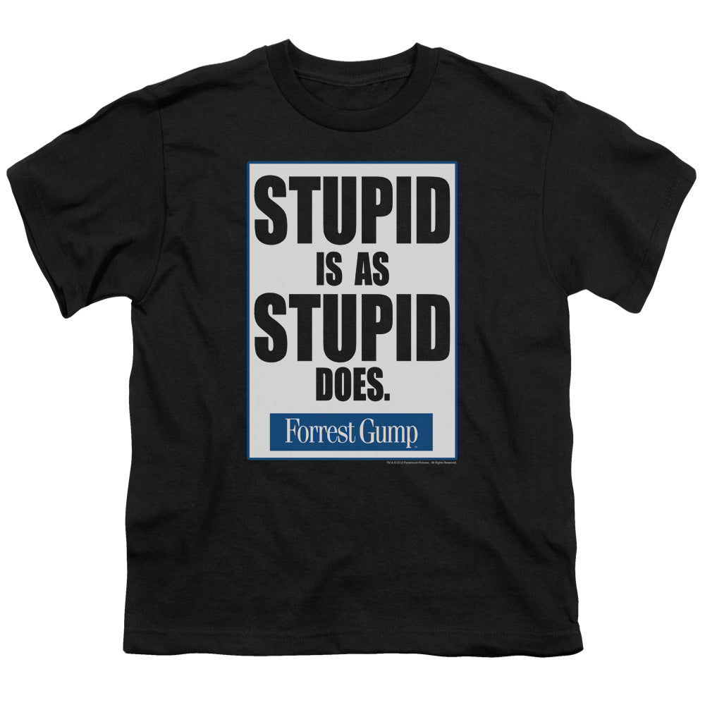 Forrest Gump - Stupid Is - Short Sleeve Youth 18/1 - Black T-shirt