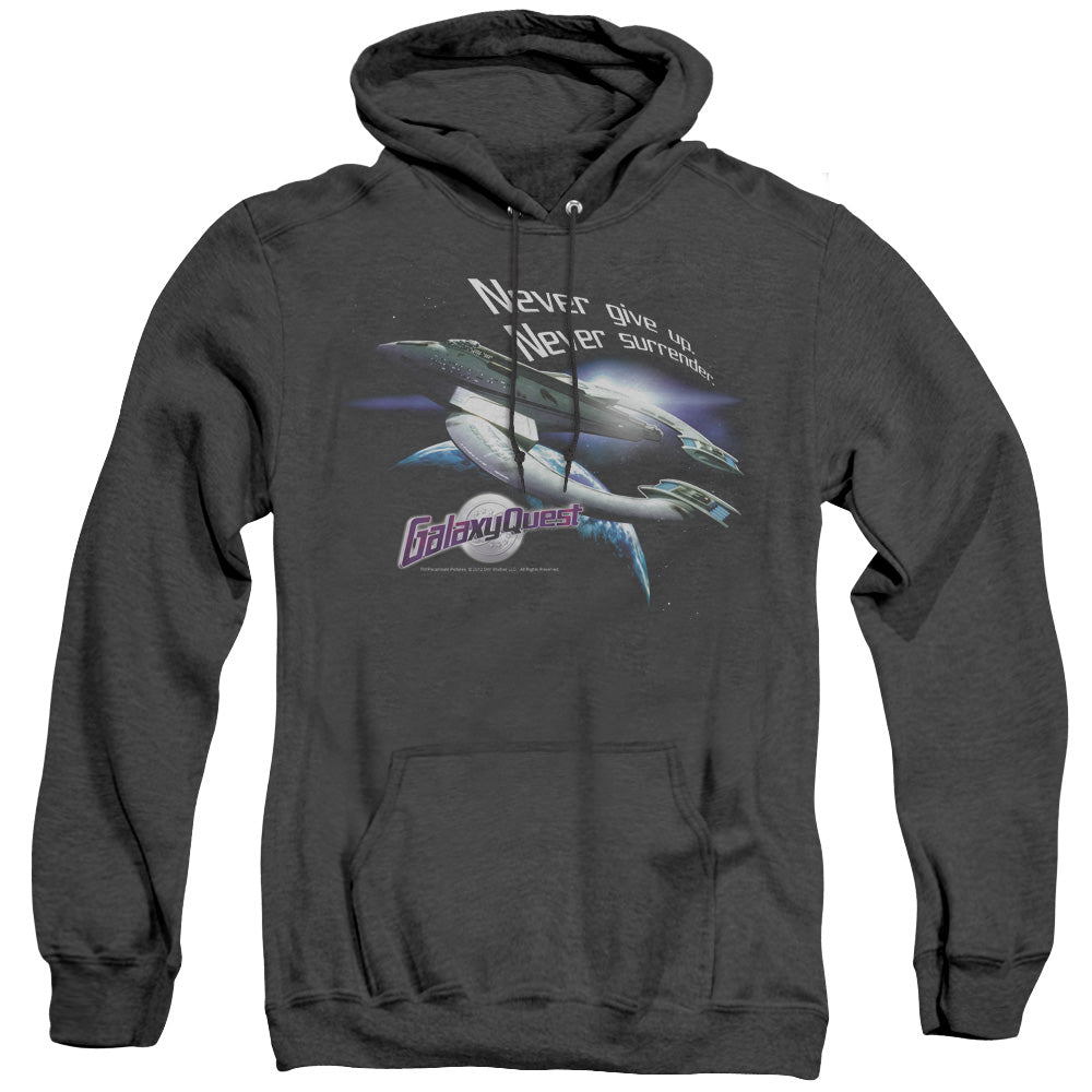 Galaxy Quest - Never Surrender - Adult Heather Hoodie - Black