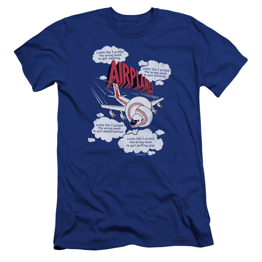 Airplane - Picked The Wrong Day-premuim Canvas Adult Slim Fit 30/1 - Royal Blue