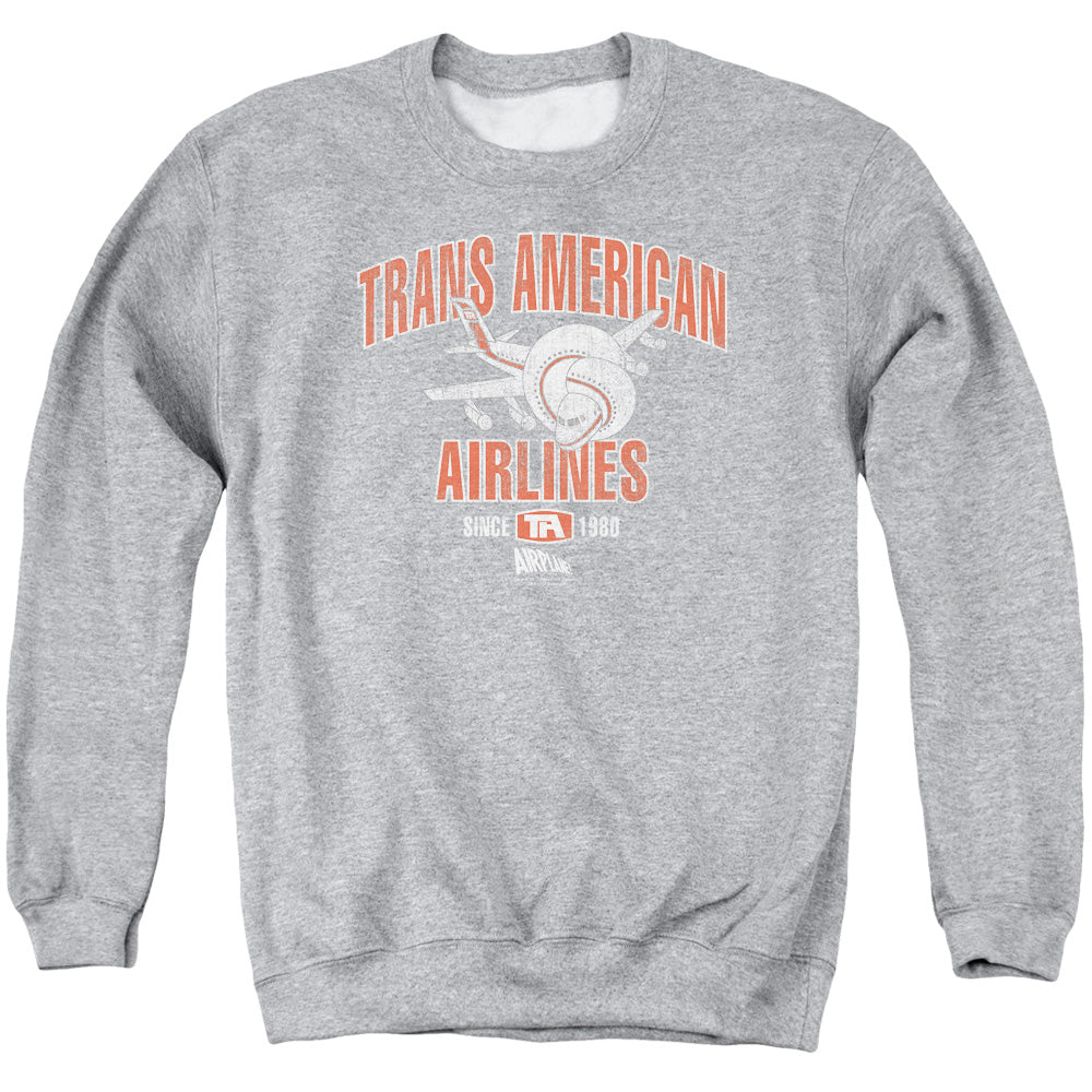 Airplane - Trans American - Adult Crewneck Sweatshirt - Athletic Heather