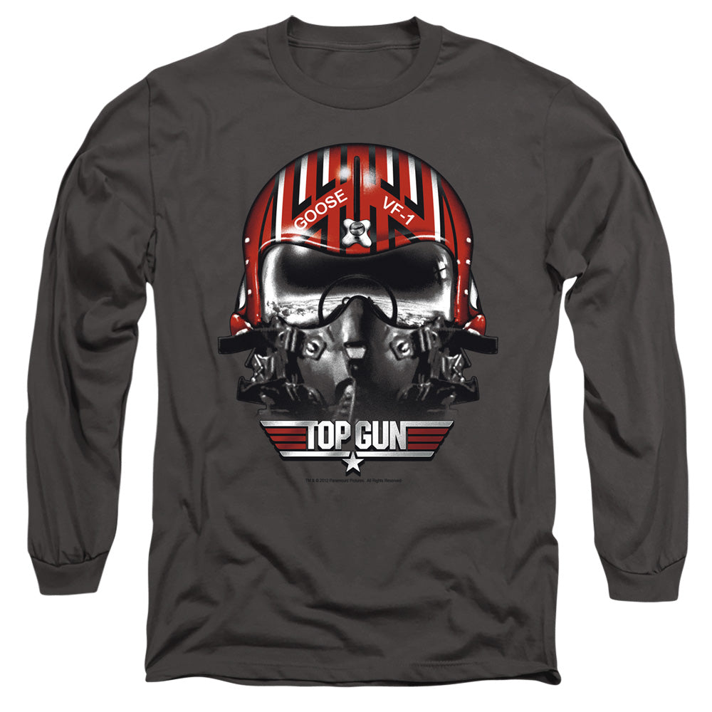 Top Gun - Goose Helmet - Long Sleeve Adult 18/1 - Charcoal T-shirt