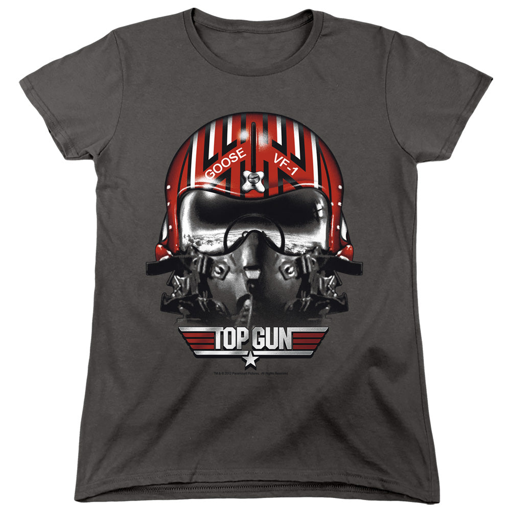 Top Gun - Goose Helmet - Short Sleeve Womens Tee - Charcoal T-shirt