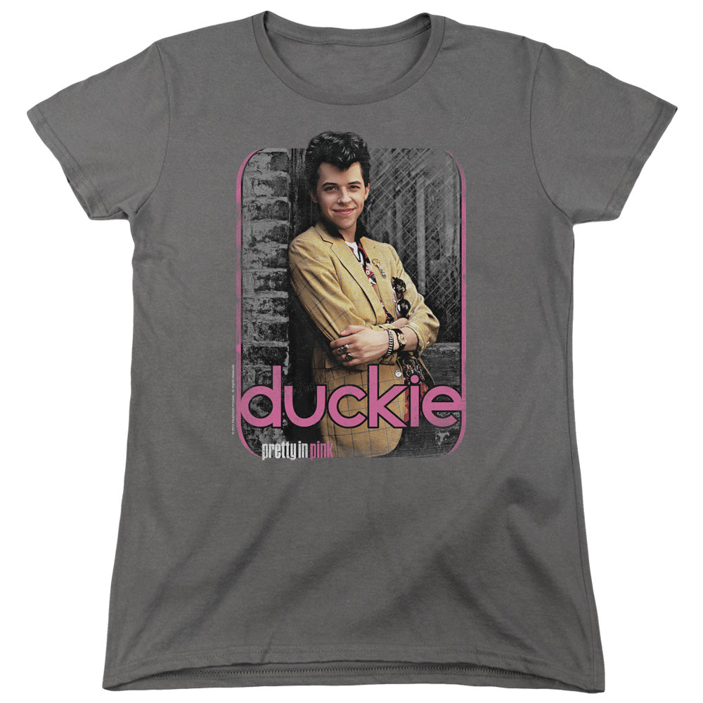 Pretty In Pink - Just Duckie - Short Sleeve Womens Tee - Charcoal T-shirt