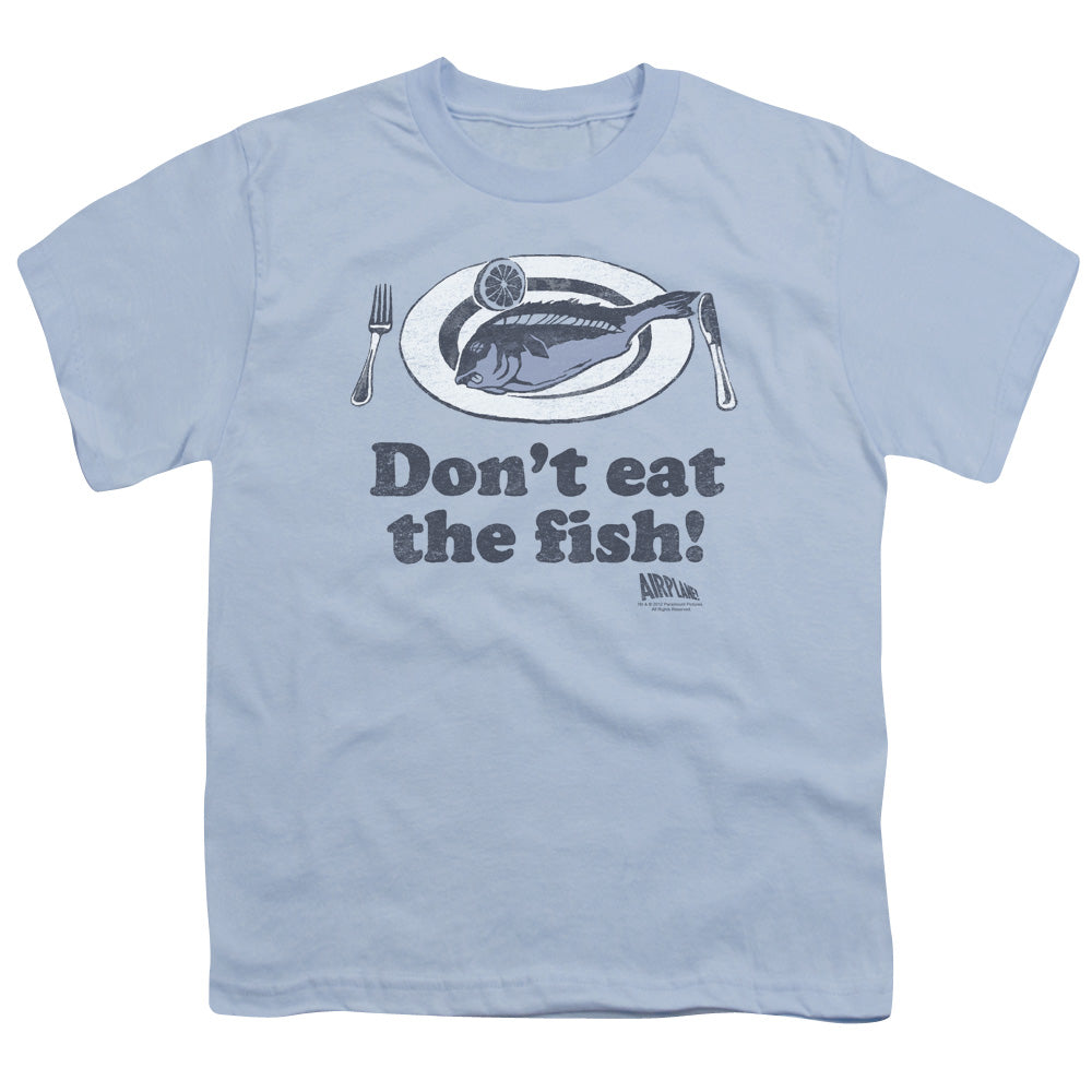Airplane - Dont Eat The Fish - Short Sleeve Youth 18/1 - Light Blue T-shirt