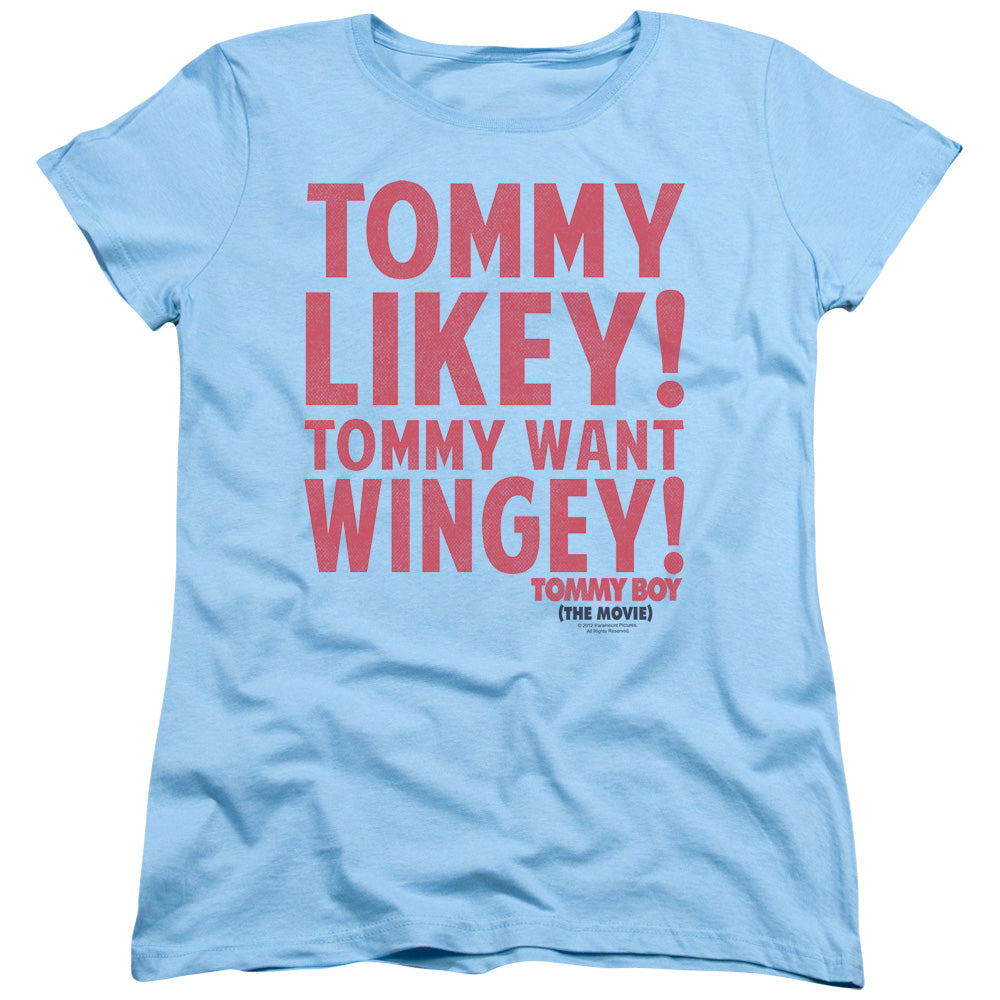 Tommy Boy - Want Wingey - Short Sleeve Womens Tee - Light Blue T-shirt