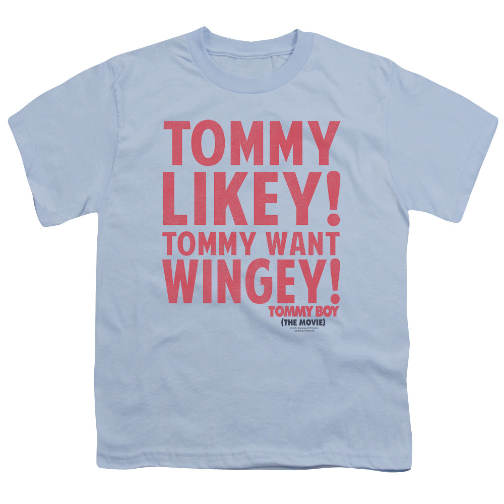 Tommy Boy - Want Wingey - Short Sleeve Youth 18/1 - Light Blue T-shirt