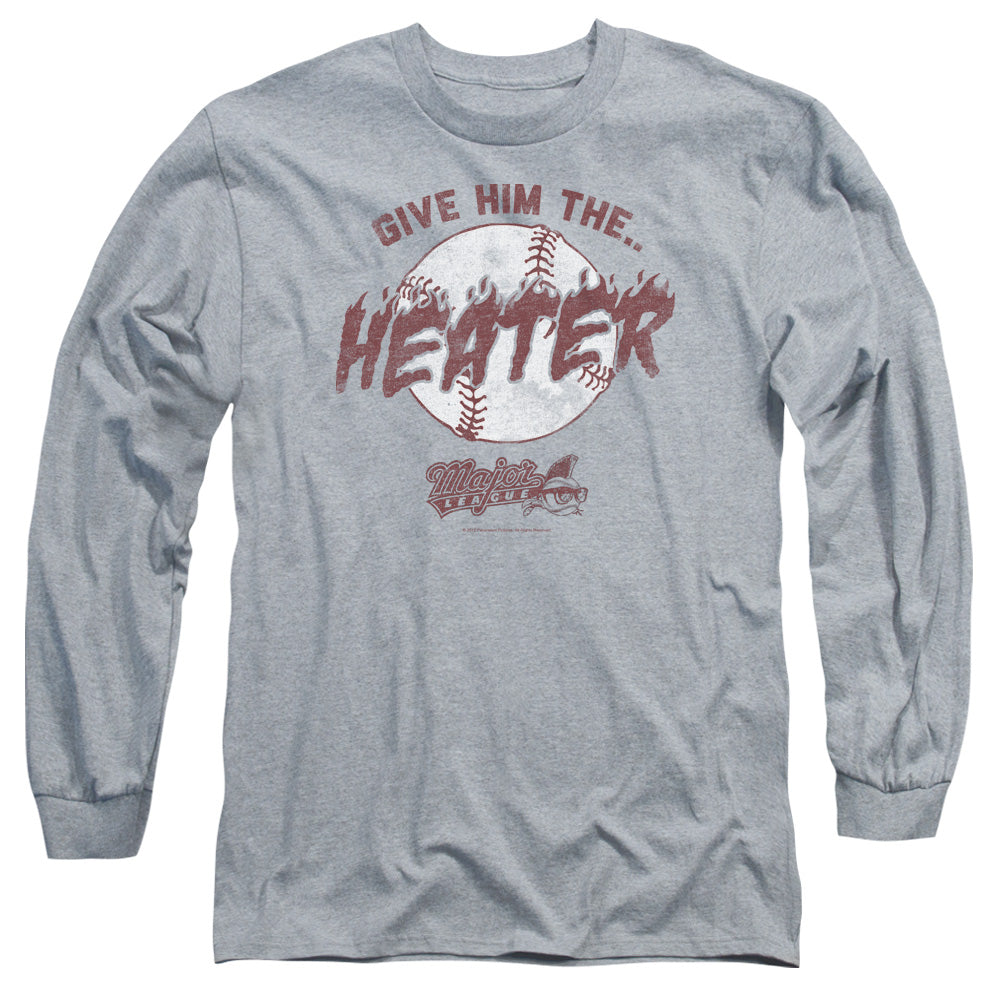 Major League - The Heater - Long Sleeve Adult 18/1 - Athletic Heather T-shirt