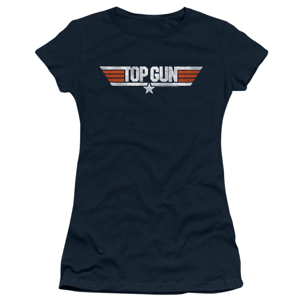 Top Gun - Distressed Logo - Short Sleeve Junior Sheer - Navy T-shirt