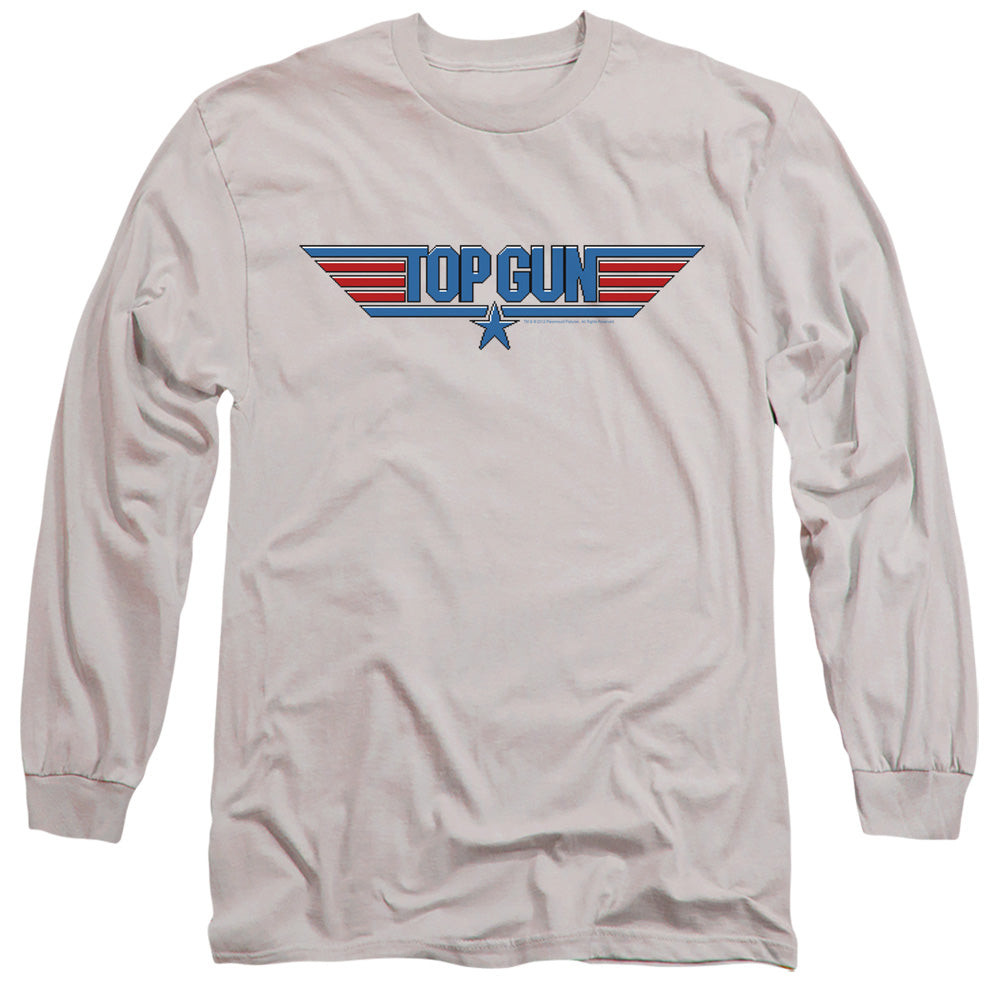 Top Gun - 8 Bit Logo - Long Sleeve Adult 18/1 - Silver T-shirt