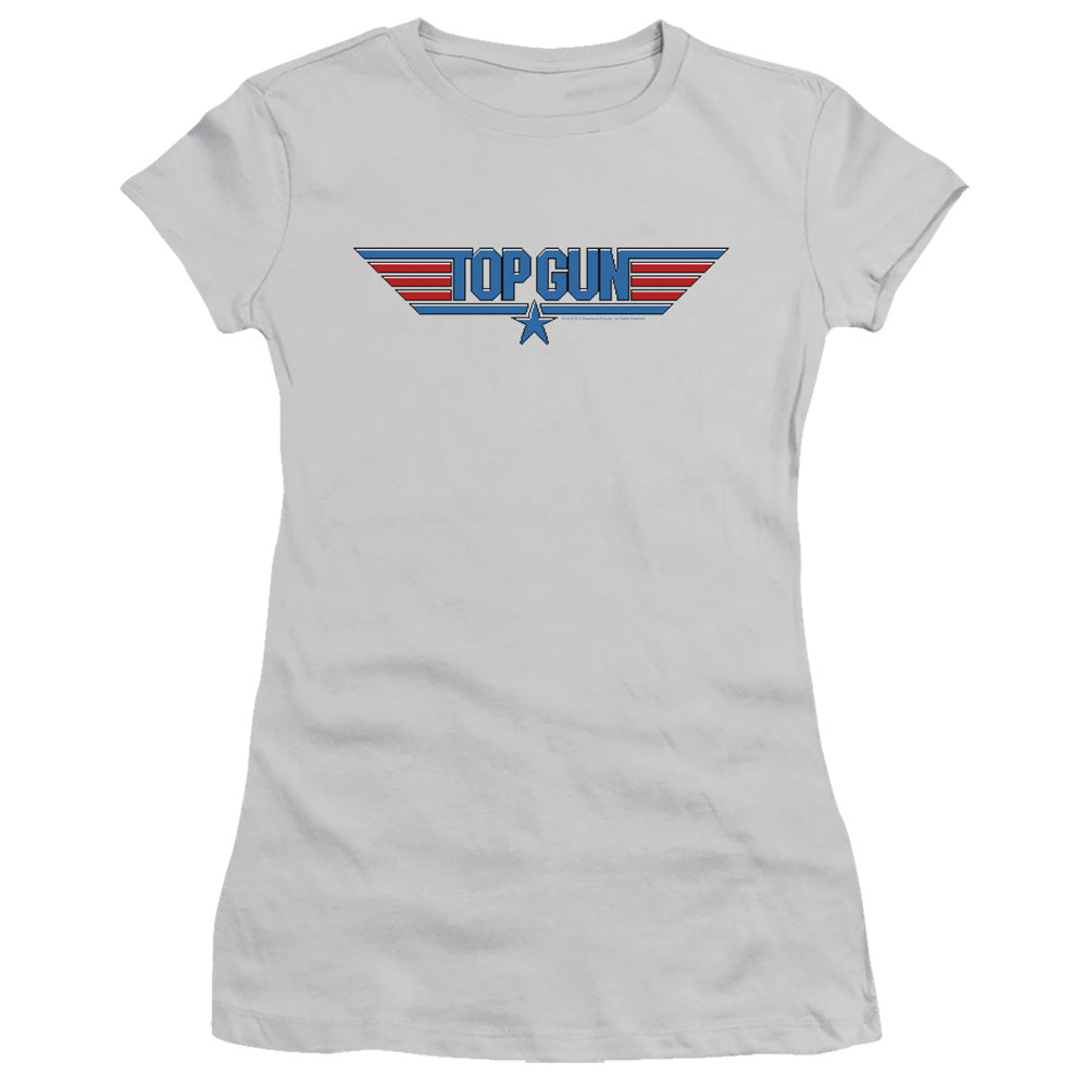 Top Gun - 8 Bit Logo - Short Sleeve Junior Sheer - Silver T-shirt