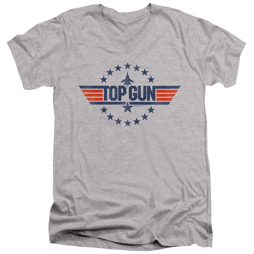 Top Gun - Star Logo - Short Sleeve Adult V-neck - Athletic Heather T-shirt