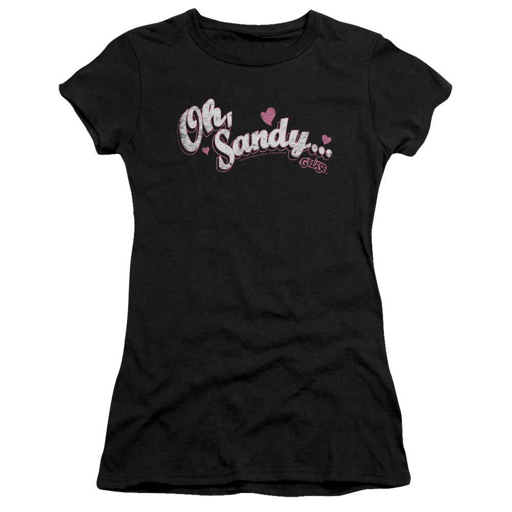 Grease - Oh Sandy - Short Sleeve Junior Sheer - Black T-shirt