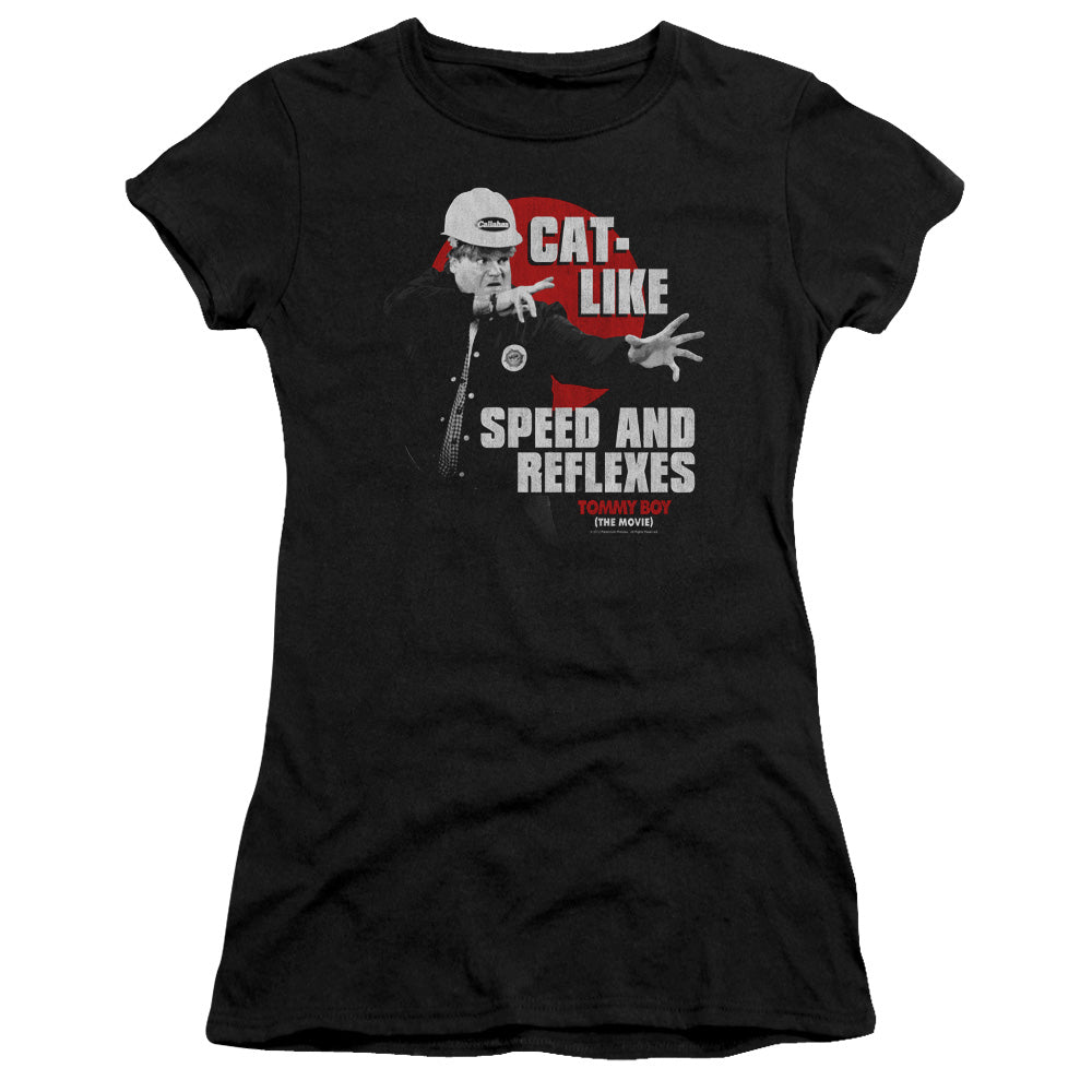 Tommy Boy - Cat Like - Short Sleeve Junior Sheer - Black T-shirt