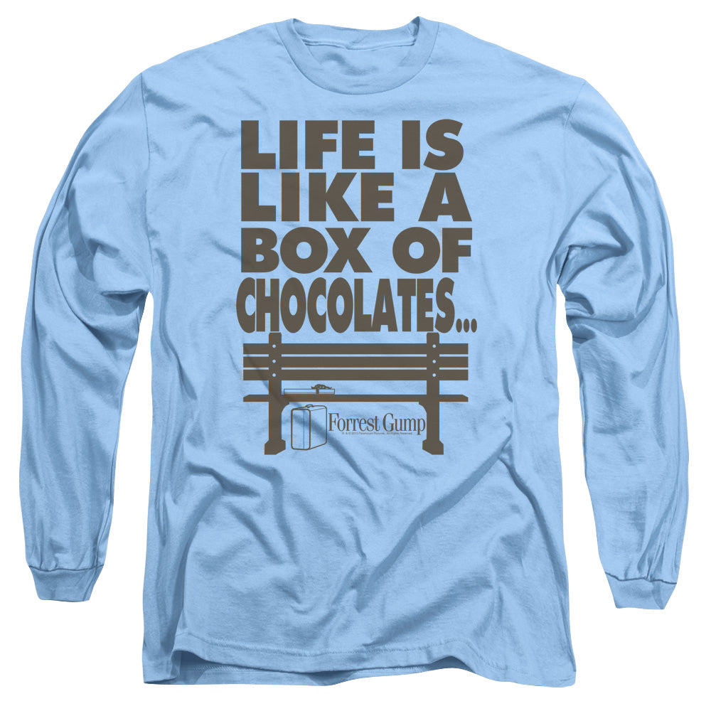 Forrest Gump - Life - Long Sleeve Adult 18/1 - Carolina Blue T-shirt
