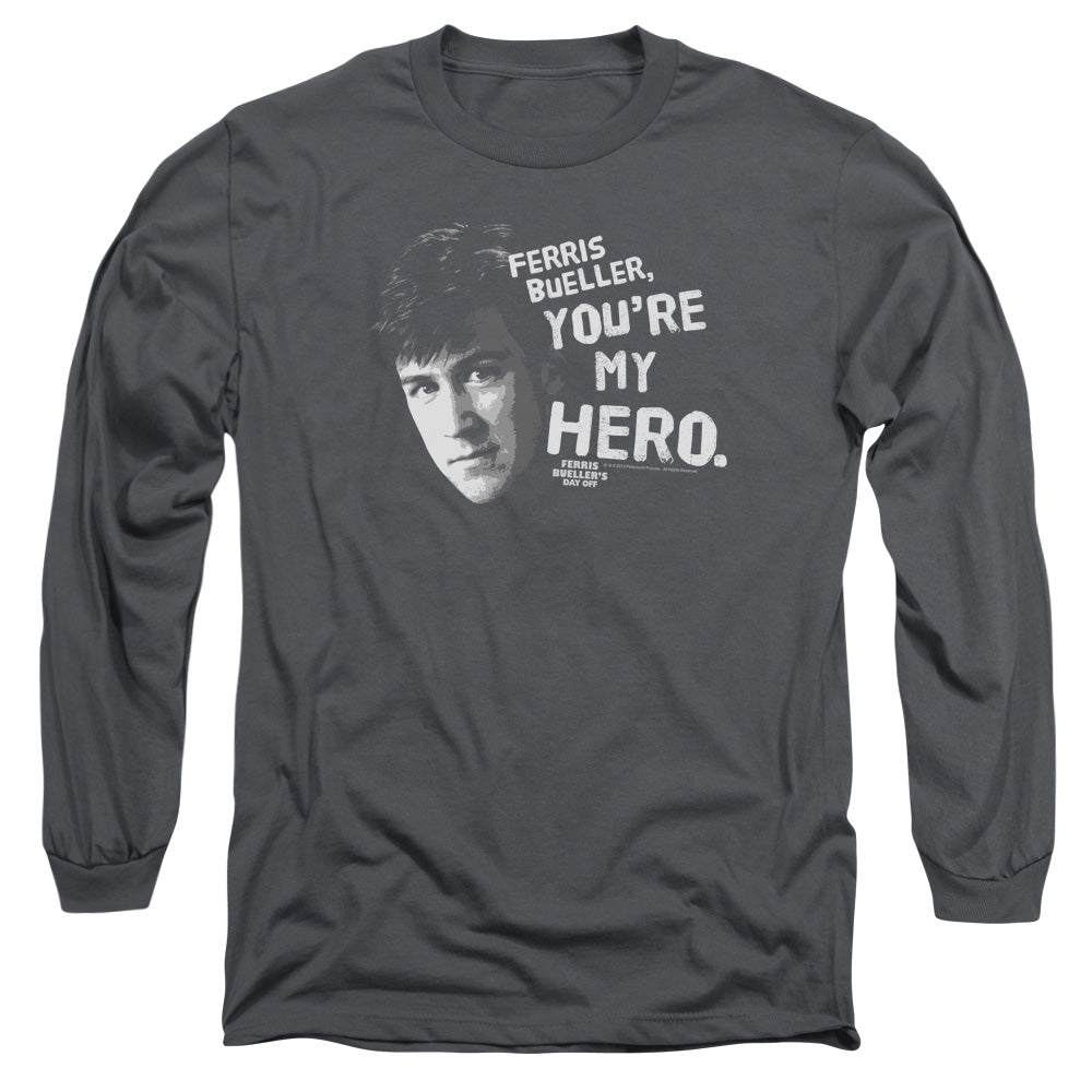 Ferris Bueller - My Hero - Long Sleeve Adult 18/1 - Charcoal T-shirt